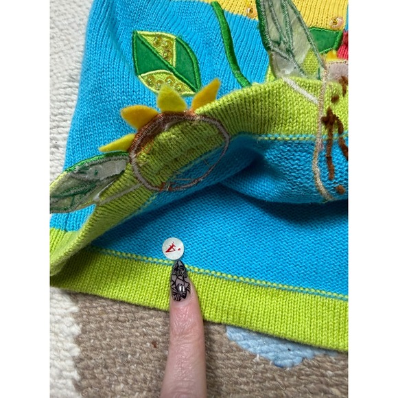 Y2K Colorful Sunflower Patchwork Cardigan Sweater – Size XL - Picture 9 of 9